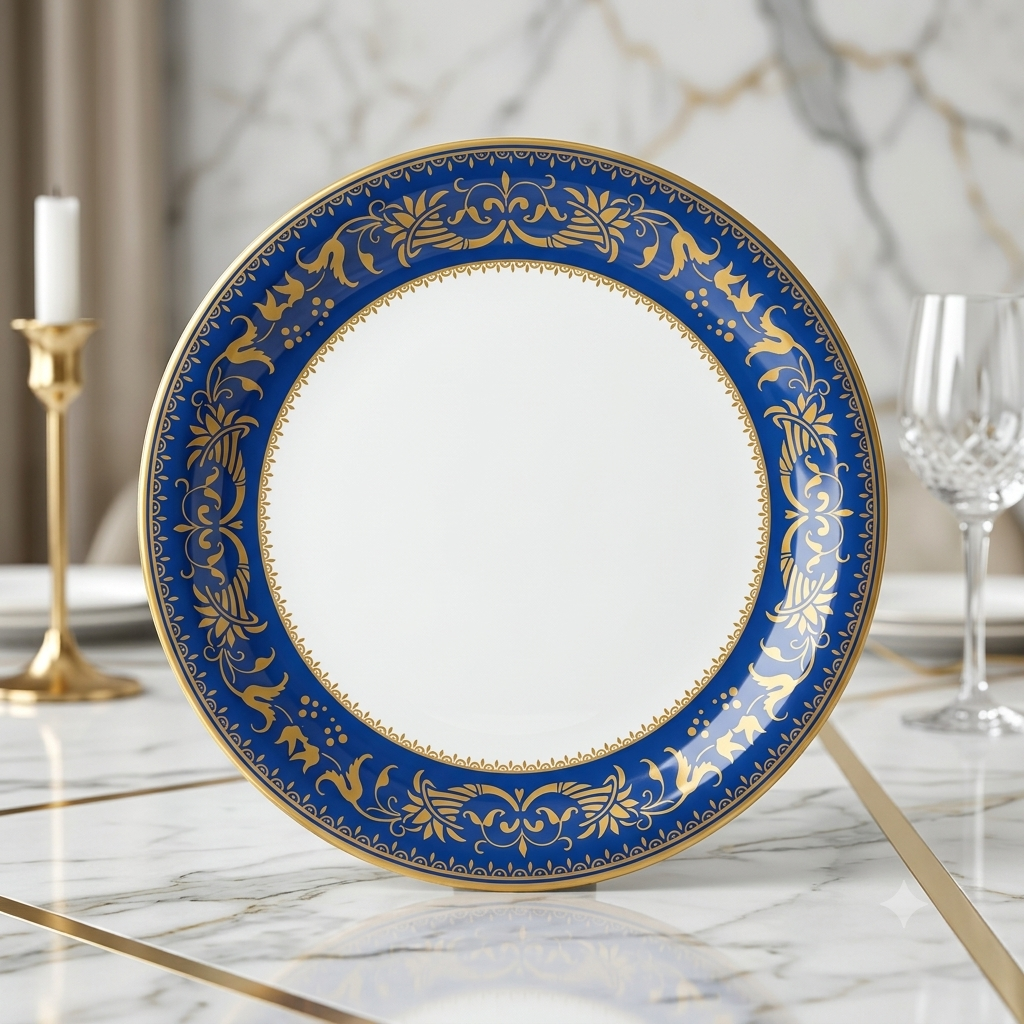 round design-1 thali (blue royal)
