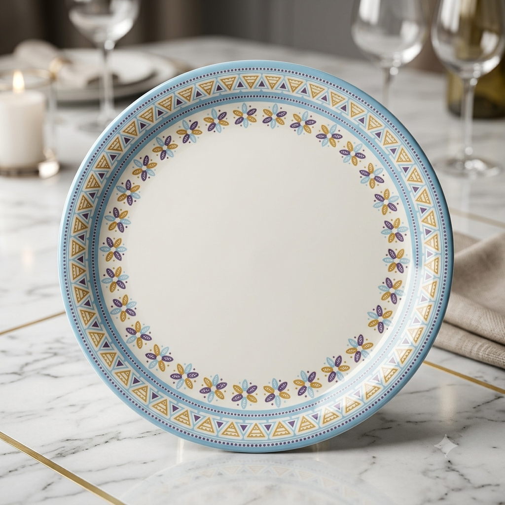 round design-2 thali (light blue royal)