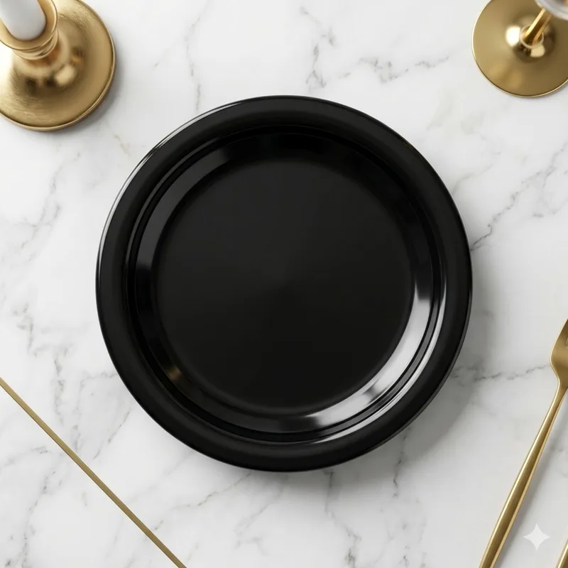 black plain half plate